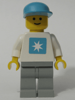 Maersk - White Torso (Sticker), Light Gray Legs, Maersk Blue Cap