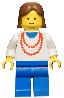 Necklace Red - Blue Legs, Brown Female Hair