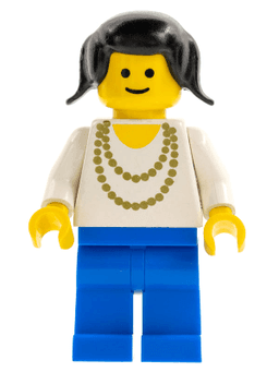 Necklace Gold - Blue Legs, Black Pigtails Hair