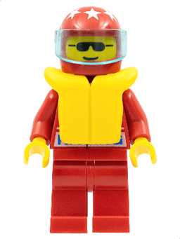 Octan - Racing, Red Legs, Red Helmet 7 White Stars, Trans-Light Blue Visor, Life Jacket