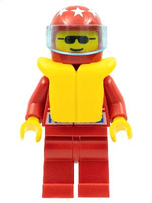 Octan - Racing, Red Legs, Red Helmet 7 White Stars, Trans-Light Blue Visor, Life Jacket