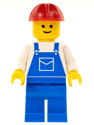 LEGO Overalls Blue with Pocket Red Construction Helmet (ovr001) Town / City Minifigure
