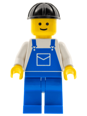 LEGO Overalls Blue with Pocket Black Construction Helmet (ovr002) Town / City Minifigure