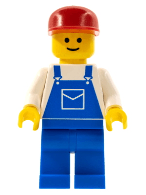 LEGO Overalls Blue with Pocket Red Cap (ovr003) Town / City Minifigure