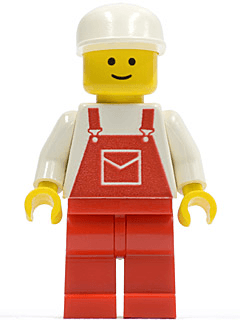 LEGO Overalls Red with Pocket White Cap (ovr006) minifigure
