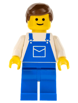 LEGO Overalls Blue with Pocket Brown Male Hair (ovr012) minifigure