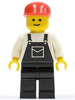 LEGO Overalls Black with Pocket Red Cap (ovr014) minifigure