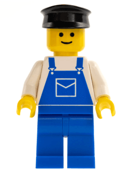 LEGO Overalls Blue with Pocket Black Hat (ovr015) minifigure