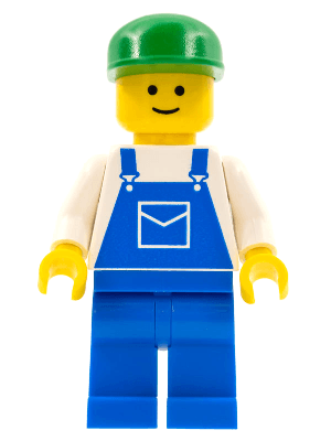 LEGO Overalls Blue with Pocket Green Cap (ovr016) Town / City Minifigure