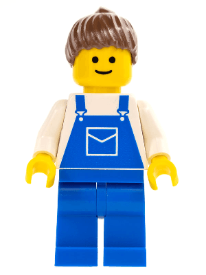 LEGO Overalls Blue with Pocket Brown Ponytail Hair (ovr017) Town / City Minifigure