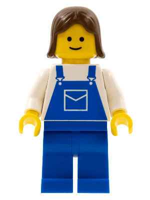 LEGO Overalls Blue with Pocket Brown Female Hair (ovr018) Town / City Minifigure