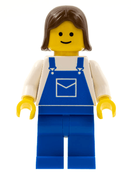 LEGO Overalls Blue with Pocket Brown Female Hair (ovr018) minifigure