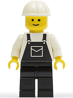 LEGO Overalls Black with Pocket White Construction Helmet (ovr021) Town / City Minifigure