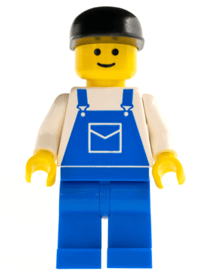 LEGO Overalls Blue with Pocket Black Cap (ovr022) Town / City Minifigure