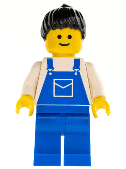 LEGO Overalls Blue with Pocket Black Ponytail Hair (ovr028) minifigure