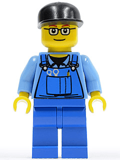 LEGO Overalls with Tools in Pocket Blue Black Cap Glasses (ovr039) minifigure