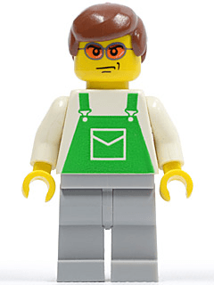 LEGO Overalls Green with Pocket Orange Sunglasses Reddish Brown Hair (ovr041) minifigure
