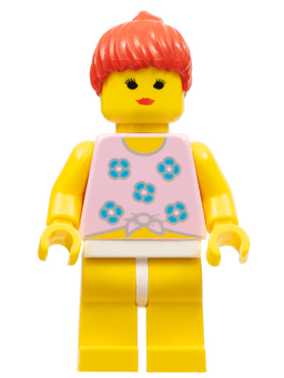 Blue Flowers - Yellow Legs, Red Ponytail Hair