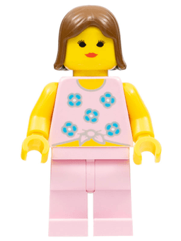 Blue Flowers - Pink Legs, Brown Female Hair