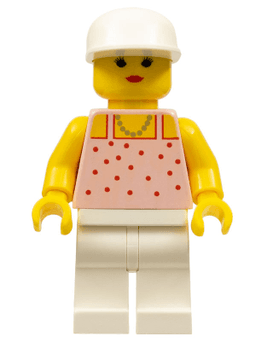 Red Dots on Pink Shirt - White Legs, White Cap