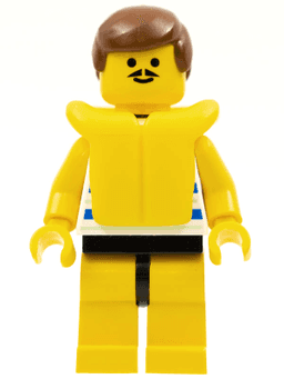 LEGO Horizontal Blue and Light Green Stripes Brown Male Hair Life Jacket (par025) minifigure