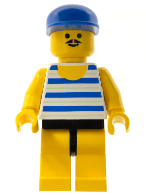 LEGO Horizontal Blue and Light Green Stripes Blue Cap (par027) Town / City Minifigure