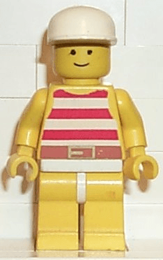 LEGO Red / White Stripes Shirt White Cap (par034) minifigure