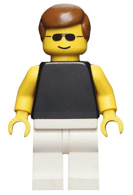 LEGO Plain Black Torso with Yellow Arms Sunglasses Brown Male Hair (par035) Town / City Minifigure