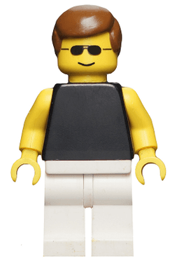 Plain Black Torso with Yellow Arms, White Legs, Sunglasses, Brown Male Hair