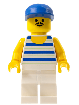LEGO Horizontal Blue and Light Green Stripes Blue Cap (par044) Town / City Minifigure