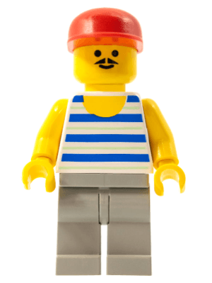 LEGO Horizontal Blue and Light Green Stripes Red Cap (par047) Town / City Minifigure
