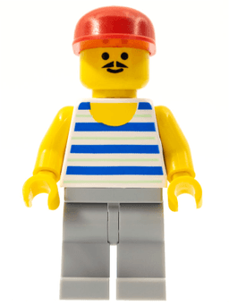 LEGO Horizontal Blue and Light Green Stripes Red Cap (par056) minifigure
