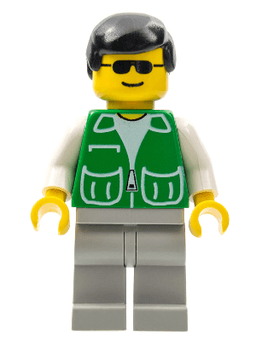 Jacket Green with 2 Large Pockets - Light Gray Legs, Black Male Hair
