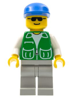 Jacket Green with 2 Large Pockets - Light Gray Legs, Blue Cap