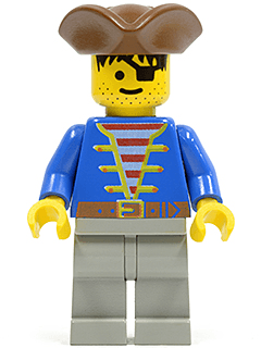 LEGO Pirate Blue Jacket Brown Pirate Triangle Hat (pi008) Pirates Minifigure