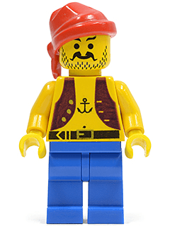 Pirate Anchor Dark Purple Vest, Blue Legs, Red Bandana