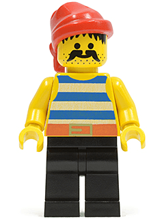 LEGO Pirate Blue / White Stripes Shirt Red Bandana (pi020) Pirates Minifigure