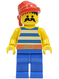 LEGO Pirate Blue / White Stripes Shirt Red Bandana (pi021) Pirates Minifigure