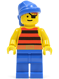 Pirate Red / Black Stripes Shirt, Blue Legs, Blue Bandana