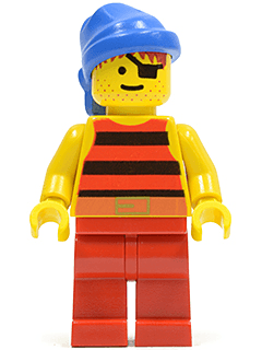 Pirate Red / Black Stripes Shirt, Red Legs, Blue Bandana