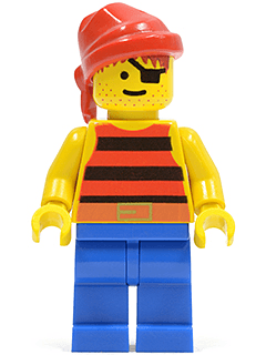 LEGO Pirate Red / Black Stripes Shirt Red Bandana (pi032) Pirates Minifigure