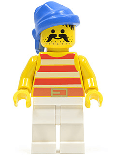 LEGO Pirate Red / White Stripes Shirt Blue Bandana (pi042) Pirates Minifigure