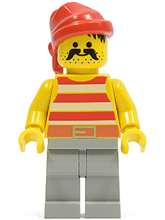 LEGO Pirate Red / White Stripes Shirt Red Bandana (pi044) Pirates Minifigure