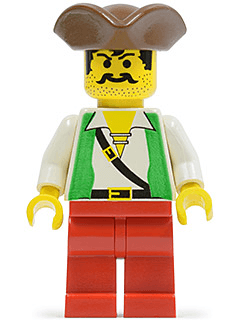 LEGO Pirate Green Vest Brown Pirate Triangle Hat (pi049) Pirates Minifigure