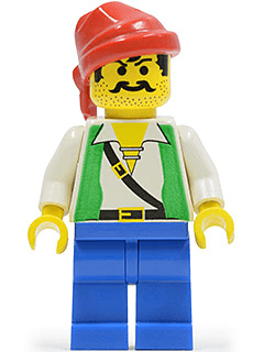 LEGO Pirate Green Vest Red Bandana (pi052) Pirates Minifigure