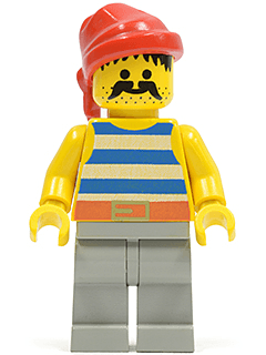 LEGO Pirate Blue / White Stripes Shirt Red Bandana (pi072) Pirates Minifigure