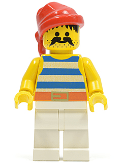 LEGO Pirate Blue / White Stripes Shirt Red Bandana (pi073) Pirates Minifigure