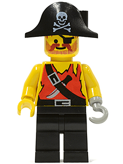 LEGO Pirate Shirt with Knife Black Pirate Hat with Skull (pi078) Pirates Minifigure