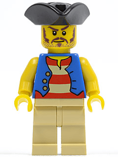 LEGO Pirate Blue Vest Black Pirate Triangle Hat (pi082) Pirates Minifigure