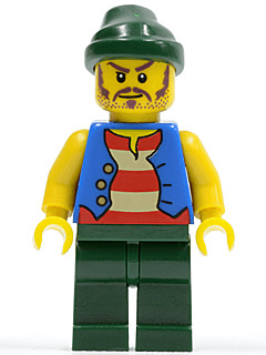 Pirate Blue Vest, Dark Green Legs, Dark Green Bandana, Long Brown Moustache